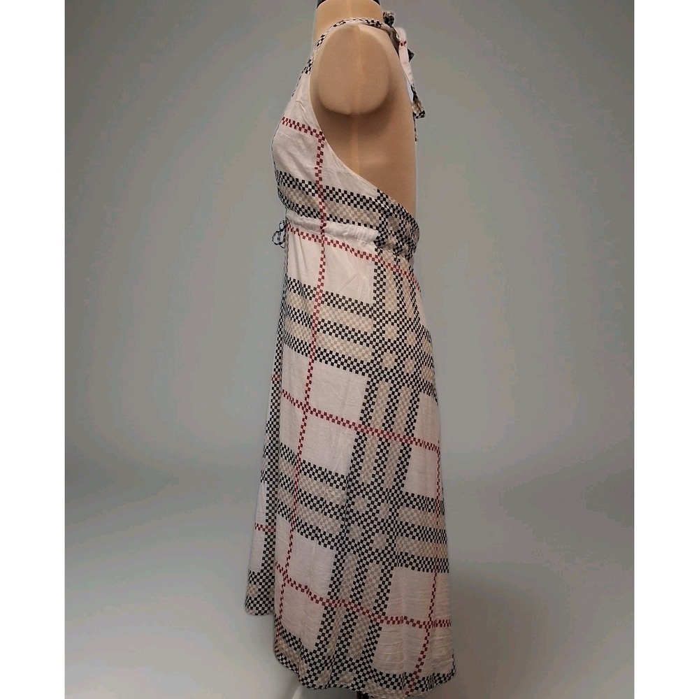 Sleeveless White Plaid Tie-Waist Dress - Picture 2 of 16